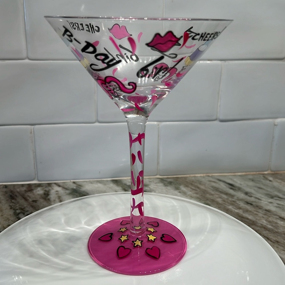 B-Day Girl pink martini glass